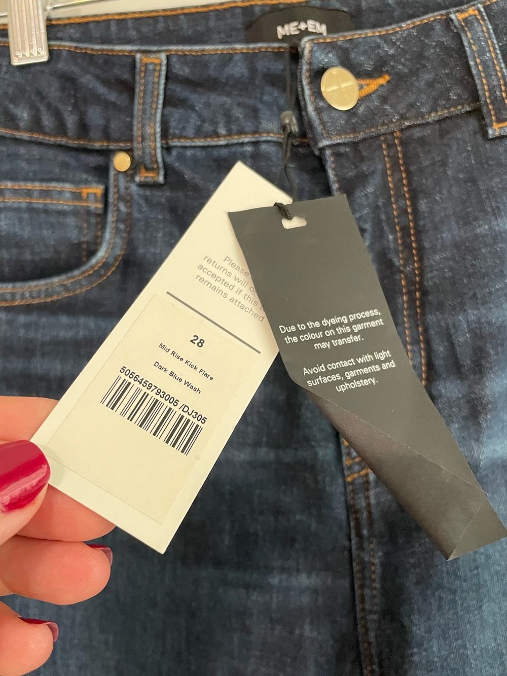 ME+EM Mid Rise Kick Flare jeans in a Dark Blue Wash Size 28 - Picture 6 of 7